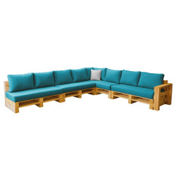 Combinaison carrée 8 places avec accoudoir MODULPOP turquoise
