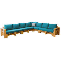 Combinaison carrée 8 places avec accoudoirs MODULPOP turquoise